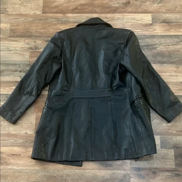 Express Black Leather Double-Breasted Jacket - Picture 14 of 16